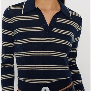 Hermia Navy Striped Polo